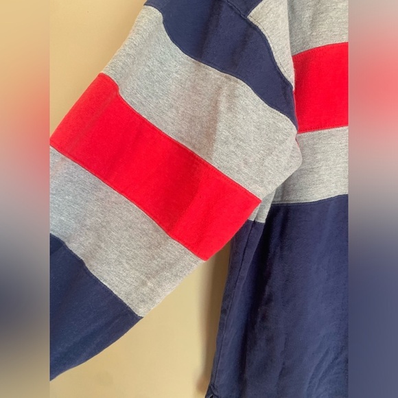 Vtg 90s merona Mens xl Distressed Heavyweight Mock Neck T-Shirt Striped vintage - Picture 3 of 7